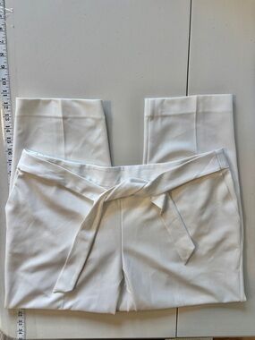 Womens White Ankle Pants Size 16 Pull On Summer Office Resort Church Tie Capsule